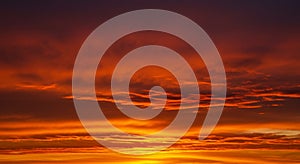 Fiery Orange and Red Sunset Sky with Dramatic Cloud Formations