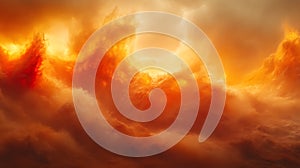 Fiery Orange Waves Crashing Under a Dramatic Sky