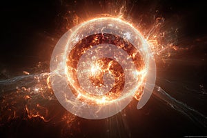 Fiery Planet Core Exploding with Luminous Shockwaves in Cosmic Void