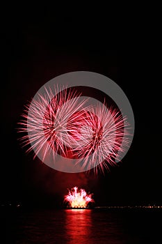 Fiery red fireworks