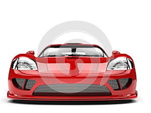 Fiery red modern super race car - front view