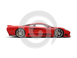 Fiery red modern super race car - side view