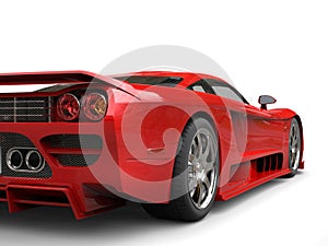 Fiery red modern super race car - taillight closeup shot