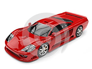 Fiery red modern super race car - top beauty shot