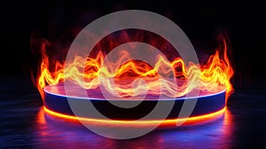 Fiery Ring of Abstract Flames on Dark Background