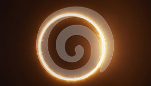 Fiery ring of light during a solar eclipse against a dark background