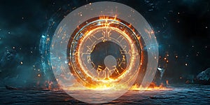 Fiery Ring of Time: Abstract Fire Background Image