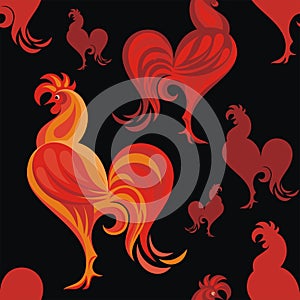 Fiery rooster pattern