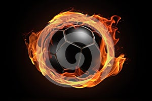 fiery soccer ball on black background, sports betting hot offer generative ai