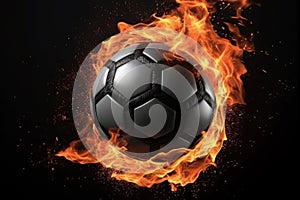 fiery soccer ball on black background, sports betting hot offer generative ai