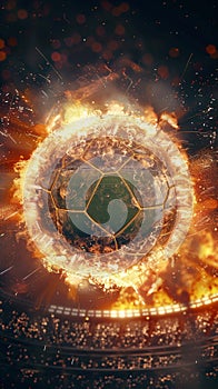 Fiery soccer ball creates spectacle as it flies over stadium