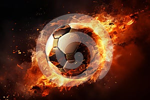 Fiery Soccer ball fire flame. Generate Ai