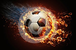 Fiery soccer ball. Football concept
