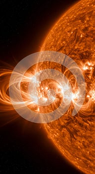 Fiery Solar Flare Eruption in Space