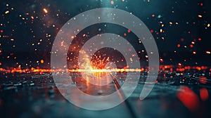 Fiery Sparks Exploding During Metal Welding Process