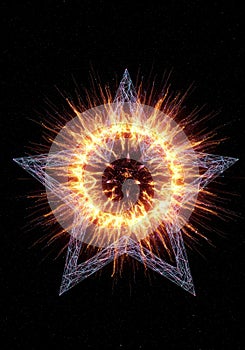 Fiery Star Explosion in Dark Space