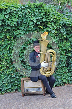 A fiery street musician in London
