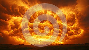 Fiery Sunset Dramatic Sky Intense Orange Cloudscape Summer Storm Nature Background