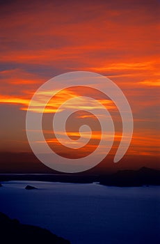 Fiery Sunset over Lake Titicaca Peru photo