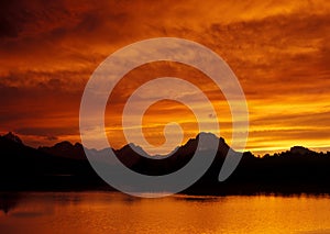 Fiery Sunset Over Teton