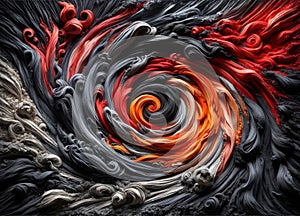 Fiery Swirl of Molten Lava and Smoke