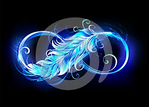 Fiery symbol of infinity with feather