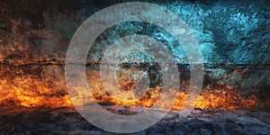 Fiery and Teal Abstract Art Background Texture