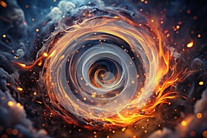 Fiery vortex swirling through smoky cosmos