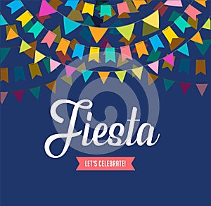 Fiesta banner and poster design with flags, decorations photo