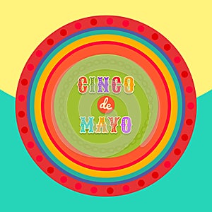 Fiesta postcard, colorful text, circle frame