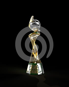 FIFA Womenâs World Cup 2023 trophy with logo isolated background