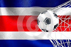 FIFA World Cup 2022, Costa Rica National flag with a soccer ball in net, Qatar 2022 Wallpaper, 3D work and 3D image. Yerevan,