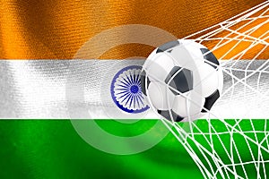 FIFA World Cup 2022, India National flag with a soccer ball in net, Qatar 2022 Wallpaper, 3D work and 3D image. Yerevan, Armenia