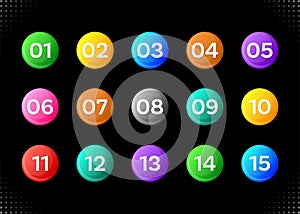 Fifteen colorful numbers icons photo