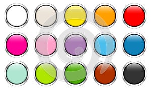 Fifteen Glossy Buttons Color Silver Frames