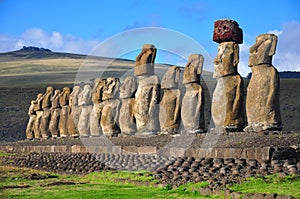 Fifteen moai at Tongariki, Easter Island