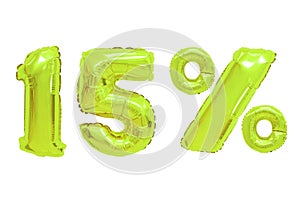 Fifteen percent from balloons lime color