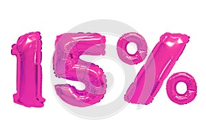 Fifteen percent from balloons pink color