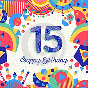 Fifteen 15 year birthday greeting card number photo