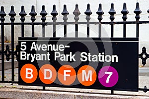 Fifth Avenue and Bryant Park Station, New York