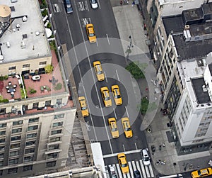 Fifth Avenue, Yellow Taxi, aerial view