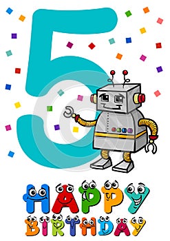 Fifth birthday cartoon card