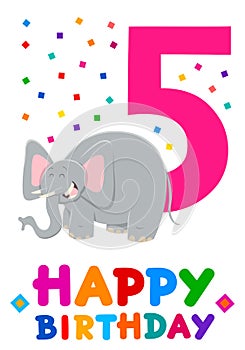 Fifth birthday cartoon greeting card design