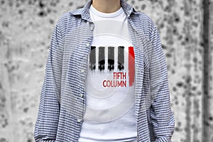 Fifth Column print on t-shirt.