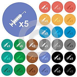 Fifth vaccine dose round flat multi colored icons photo