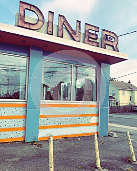 Fifties looking abandoned diner in suburbs