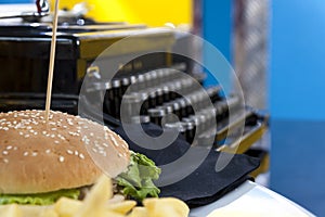 Fifties style - hamburger and typewriter