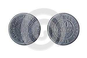 Fifty cent bolivian coin