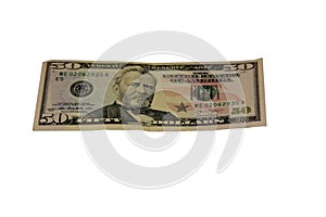 Fifty dollar bill isolated on white background