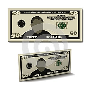 Fifty dollar paper bill banknote